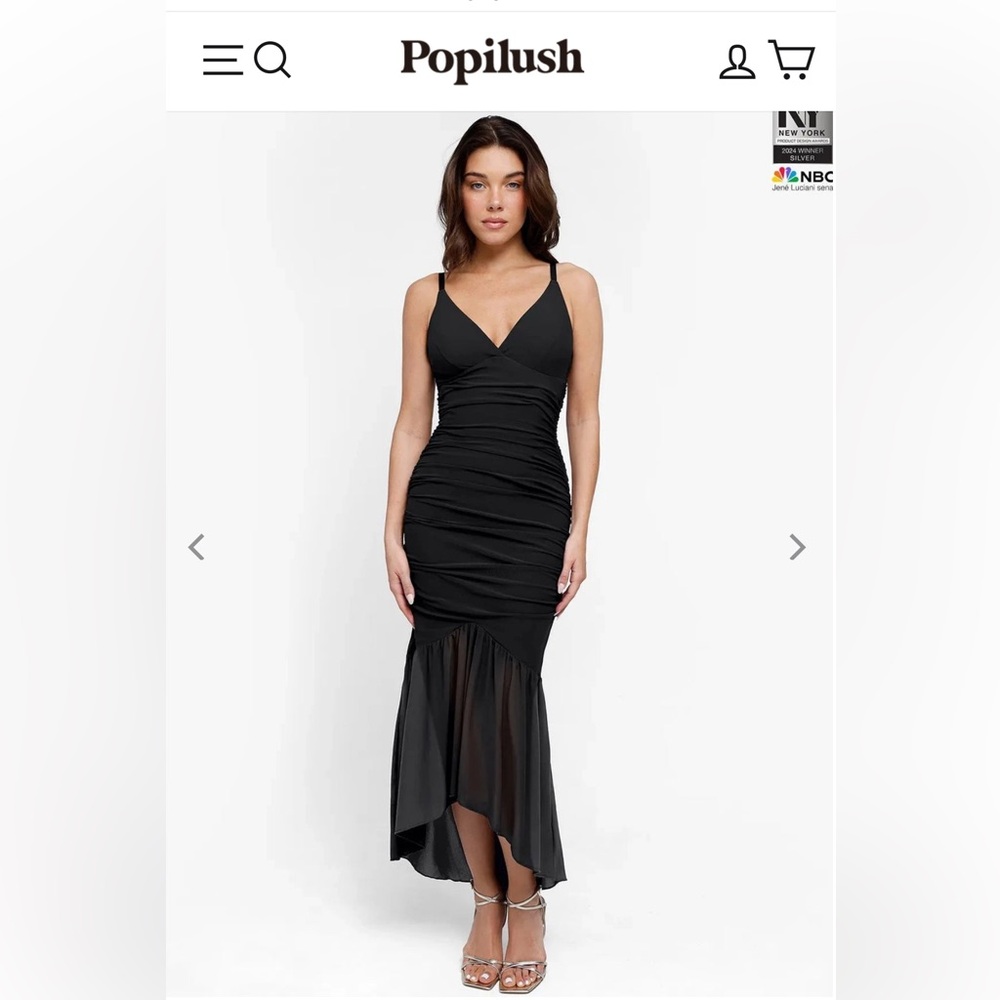 NWT Popilush High Low Ruched Shapewear Dress Built-in Corset Boning Mermaid Hem